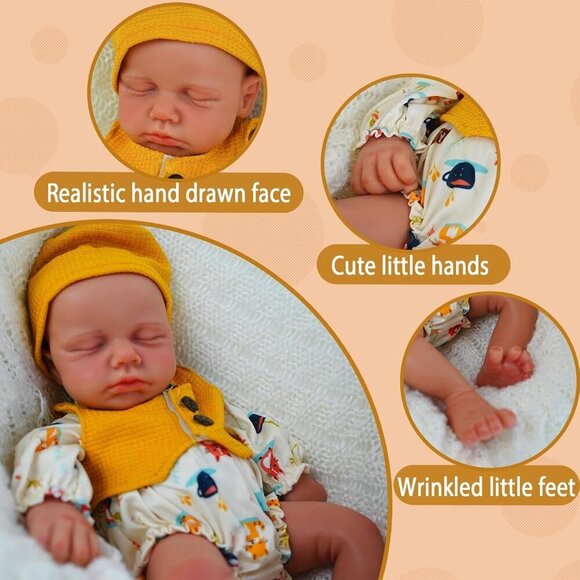 12 inch Realistic 2.3lb Full Body Silicone Sleeping Baby Girl Reborn Baby Dolls - Picture 2 of 6